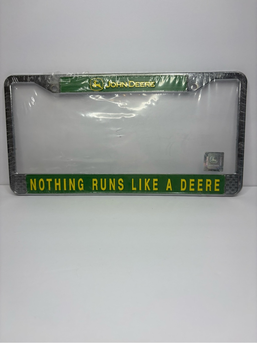 NWT John Deere License Plate Frame Nothing Runs Like A Deer Tractor Made In USA